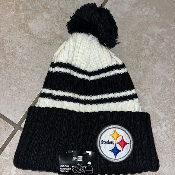 New Pittsburgh Steelers new era ski snowboard NFL football Pom knit beanie cap - Picture 1 of 3